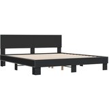vidaXL Posteljni okvir črn 200x200 cm inženirski les in kovina, (21151917) | Shoptok.si
