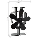  Ventilator za peć na toplinski pogon s 5 lopatica crni | shoptok.hr