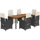  7-dijelni vrtni blagovaonski set s jastucima crni od poliratana | shoptok.hr