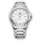 Swiss Military chrono quartz beli srebrni sportsko elegantni ručni sat sa srebrnim metalnim kaišem 603260