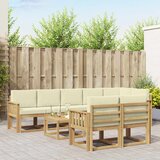  Set vanjskih sofa s jastukom 9 pcs Bijela i krem Poliester | shoptok.hr