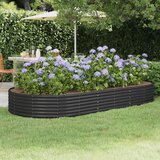 vidaXL Vrtna sadilica od čelika obloženog prahom 296x140x36cm antracit | shoptok.hr