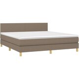  Box spring postelja z vzmetnico LED taupe 180x200 cm blago | Shoptok.si