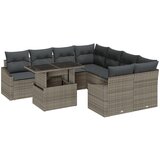 vidaXL Set sofe za vrt od 9 dijelova s jastučićima sivo plavi poli ratan | shoptok.hr