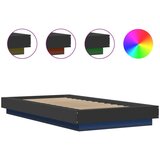 vidaXL Posteljni okvir z LED lučkami črn 100x200 cm inženirski les | Shoptok.si