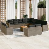 vidaXL 14-dijelni set vrtnih sofa od poliratana s jastucima sivi Cijene
