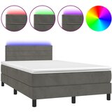 vidaXL Box spring postelja z vzmetnico LED temno siva 120x200 cm žamet, (20726985) Cene
