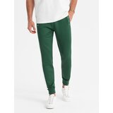 Ombre Men's sweatpants joggers with contrasting stripes - dark green | Shoptok.si