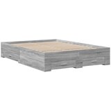 vidaXL Okvir za krevet s ladicama boja sivog hrasta 135x190 cm Cijene