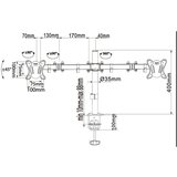 Equip 650152 nagibna namizna monitorska konzola, 13 "-27", 2 monitorja, črna | Shoptok.si