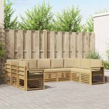  Set vanjskih sofa 9 pcs Bijela i bež 304 x 187,5 x 73 cm | shoptok.hr