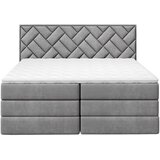 MID.YOU POSTELJA BOXSPRING 180 cm x 200 cm , tekstil, leseni material srebrne barve | Shoptok.si