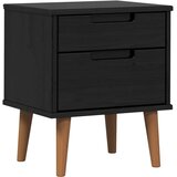  Noćni ormar s ladicama Crna 40 x 35 x 48 cm Masivna borovina - Crna | shoptok.hr