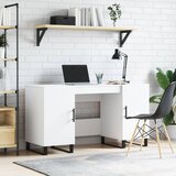vidaXL Pisalna miza bela 140x50x75 cm inženirski les | Shoptok.si