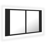vidaXL LED kopalniška omarica z ogledalom črna 80x12x45 cm | Shoptok.si