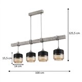 Brilagi Luster na sajli WOOD GLASS 4xE27/60W/230V borovina/siva/dimljeno braon | Eponuda.com