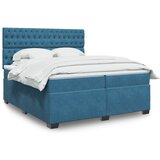 The Living Store Box spring postelja z vzmetnico modra 200x200 cm žamet - Box Spring Postelja, (21428238) | Shoptok.si