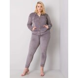 Fashion Hunters Women's velour set Plus size - dark gray