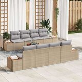  9-delni vrtni kavčni set z blazinami Bež Poli ratan Acacia, (22091586) | Shoptok.si