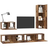 TV Kabinet za Zid Zidne 4 pcs Staro drvo Konstruirano drvo | shoptok.hr
