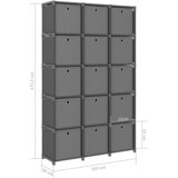 Police za izlaganje s 15 kutija sive 103x30x175,5 cm od tkanine | shoptok.hr
