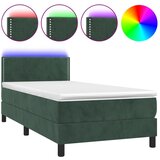 Maison Chic Box spring postelja - Vzmetna postelja z vzmetnico LED tem. zelena 100x200cm žamet SL16135, (21895878) | Shoptok.si