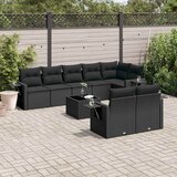  9-dijelni set vrtnih sofa s jastucima crni od poliratana | shoptok.hr