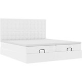 vidaXL Otomanski posteljni okvir z vzmetnicami bel 200x200cm um. usnje | Shoptok.si