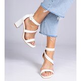 Gemre White block heel sandals with buckle Runaz | ePonuda.com