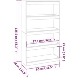 Ormarić za knjige / sobna pregrada crni 80x30x135,5 cm borovina | shoptok.hr