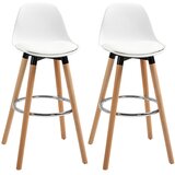 Nesta Set 2 barskih stolov, bela, umetno usnje, z oporo za noge, 38,5×42,5×91 cm, za kuhinjo in jedilnico, (5000493902) | Shoptok.si