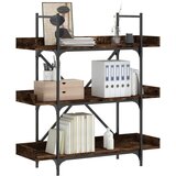  The living store knjižna omara 3-nadstropna dim. hrast 100x33x108,5 cm inž. les - knjižna omara, (21499633) Cene