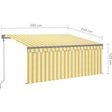 vidaXL Avtomatsko zložljiva tenda s senčilom 3x2,5 m rumena in bela | Shoptok.si
