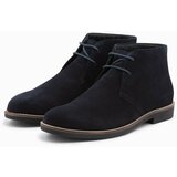 Ombre Men's leather tied ankle boots - navy blue Cene'.'