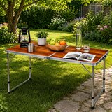  Folding Camping Table Adjustable Height Suitcase Wood | Shoptok.si