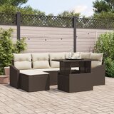vidaXL vrtna sofa Set 7 Kremna in temno rjava Ratan in poliester Cene