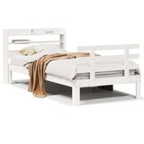 vidaXL Posteljni okvir z vzglavjem brez vzmetnice bel 100x200 cm | Shoptok.si