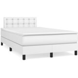 Krevet s oprugama i madracem bijeli 120x200 cm od umjetne kože | shoptok.hr