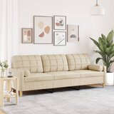 vidaXL Trosjed s ukrasnim jastucima krem 210 cm od tkanine Cijene