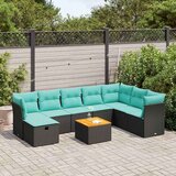  Vrtna garnitura - 9-dijelni set vrtnih sofa s jastucima crni od poliratana - Crna sa spremištem 1 | shoptok.hr