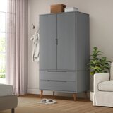 vidaXL Garderobna omara siva 90x55x175 cm trdna borovina Cene