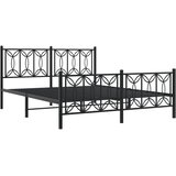 vidaXL Metalni okvir kreveta uzglavlje i podnožje crni 150x200 cm | shoptok.hr