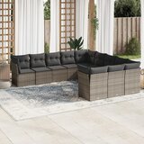 vidaXL 11-dijelni set vrtnih sofa od poliratana s jastucima sivi Cijene