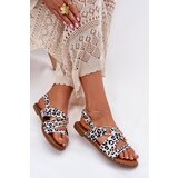Boto Women's Flat Sandals With Golden Studs Black-White Zanira | ePonuda.com