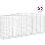  Obokana gabionska košara 2 kosa 400x50x160/180cm cinkano železo, (20757893) | Shoptok.si
