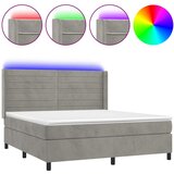  box spring s madracem LED svjetlosivi 180x200 cm baršun | shoptok.hr
