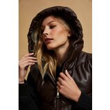 Marisse Brown Quilted Hooded Vest | ePonuda.com