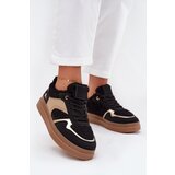 Boto Women's Platform Sneakers with Sheepskin Black Frelina u