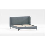 Ropez Plavi tapecirani bračni krevet s podnicom 200x200 cm Basti – Cijene
