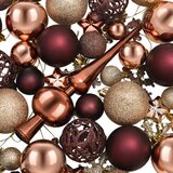  Set božićnih kuglica 111 kom. Boja šampanjca i smeđa 6 cm | shoptok.hr